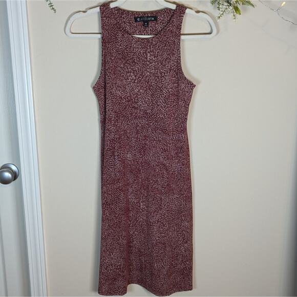 Athleta Santorini Soft Modal Mini Printed High Neck Dress in Cinnamon Woodblock - Picture 2 of 10